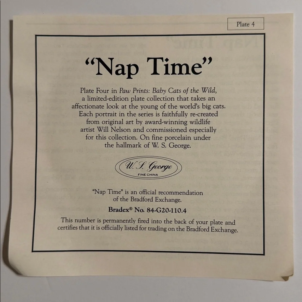 Vintage 1992. Will Nelson. Nap Time. Paw Prints: Baby Cats of the Wild. 2026A